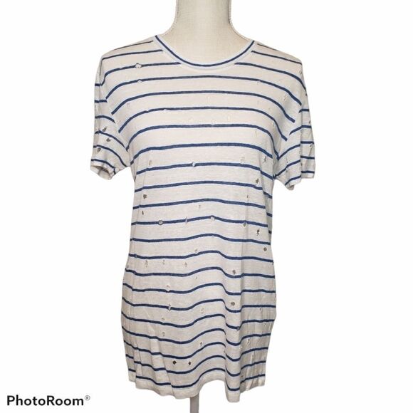 IRO Mina 100% Linen Distressed Short Sleeve Top - Picture 4 of 11